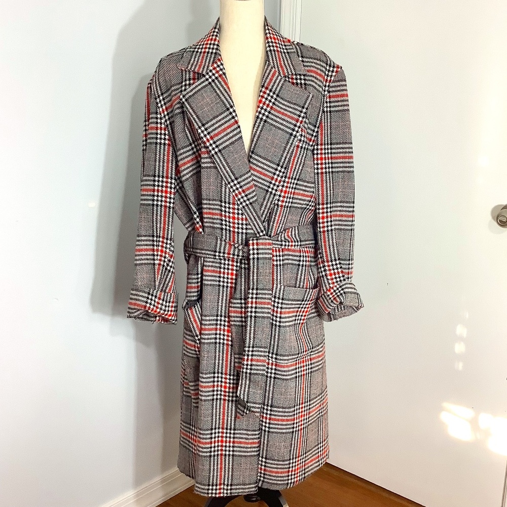 VTG 80'S STATE OF MAINE THE HECHT CO WOMAN SZ.LARGE  HOUNDSTOOTH PLAID COAT